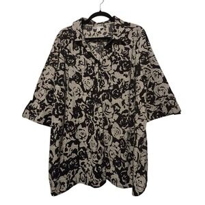 Catherines Dark Floral Blouse Top Womens 2XWP Petite Black Goth Grunge Witchy